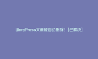 WordPress文章被自动删除！[已解决]